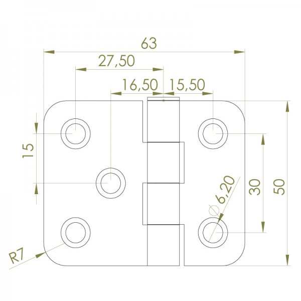 Sac Yaprak Menteşe 63 x 50 x 2.5mm image 2
