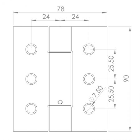 Paslanmaz Yaylı Yaprak Menteşe 78 x 90 x 2 mm